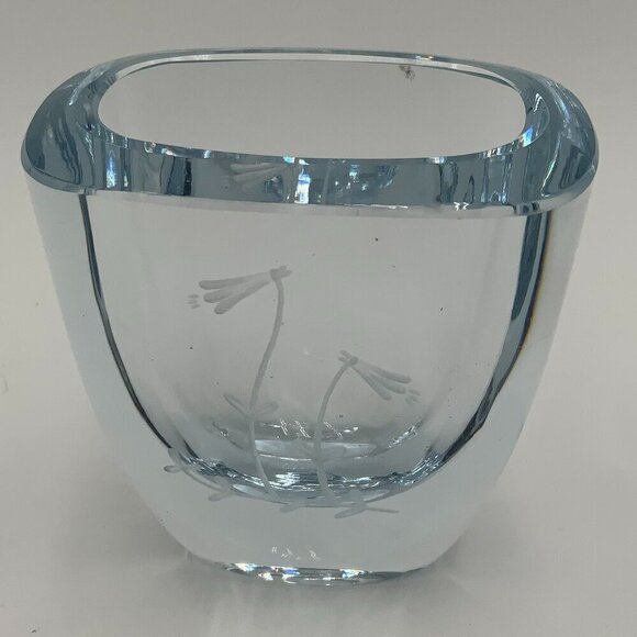 Strombergshyttan Stromberg MCM Glass Etched Floral Vase Signed and Numbered - Picture 1 of 13